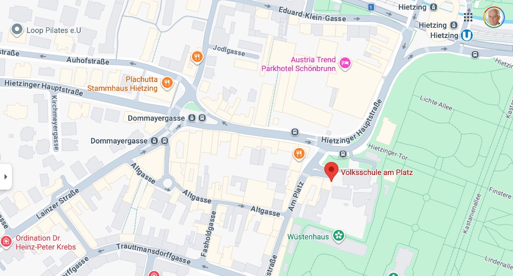Lageplan: Volksschule am Platz, Am Platz 2, 1130 Wien